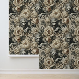 Papel Pintado Esplendor Lycantrópico - Floral de Werewolf gótico