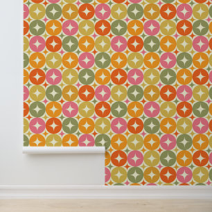 Papel Pintado Estallidos de estrellas retro de mediados de siglo