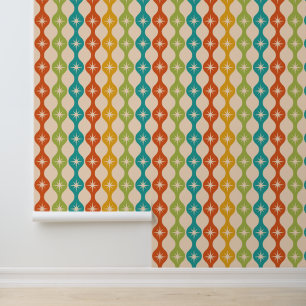 Papel Pintado Estallidos de estrellas retro de mediados de siglo