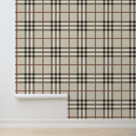 Papel Pintado Estampado Clásico Acogedor de Cuadros Neutros