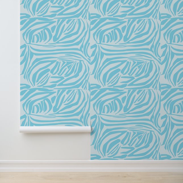 Papel Pintado Estampado de cebra azul y blanco en negrita (Solicitud)