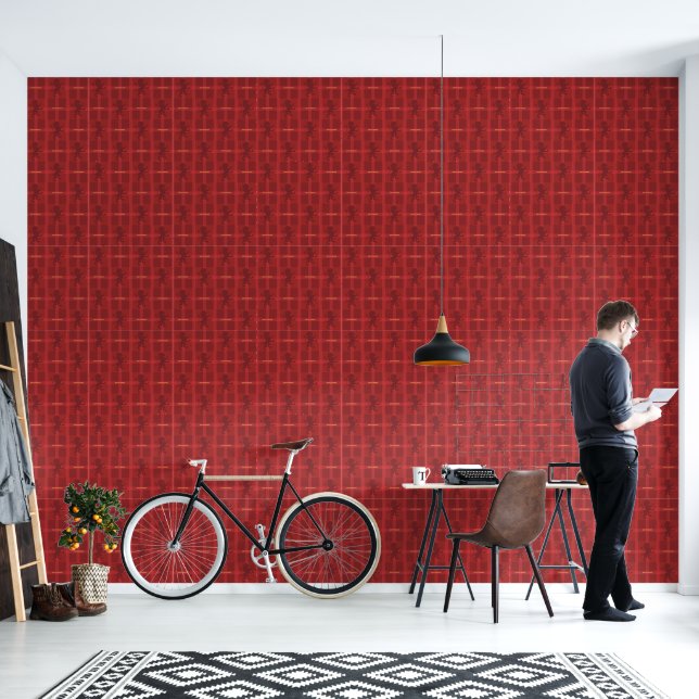 Papel Pintado Estampado de Cuadros Escoceses de GRYFFINDOR™ (Sala de estar)