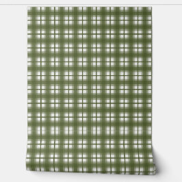 Papel Pintado Estampado de cuadros indio - Camuflaje verde oliva