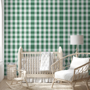 Papel Pintado Estampado de Cuadros Vichy Verde Menta a Cuadros