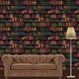Papel Pintado Estantes de biblioteca elegantes