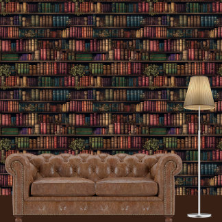 Papel Pintado Estantes de biblioteca elegantes