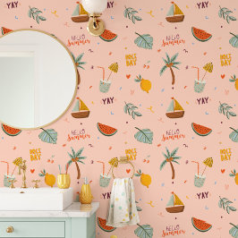 Papel Pintado Estética de playa veraniega adorable