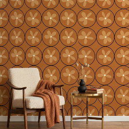 Papel pintado estético de baldosas florales con mo