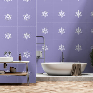 Papel Pintado Estilizadas Copos de Nieve Nórdicos Sobre Púrpura