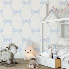 Papel Pintado Estilo Abuelo de Bow Azul Preppy