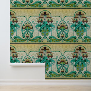 Papel Pintado Estilo Art Nouveau Acanthus Bouquet Flowe Motif