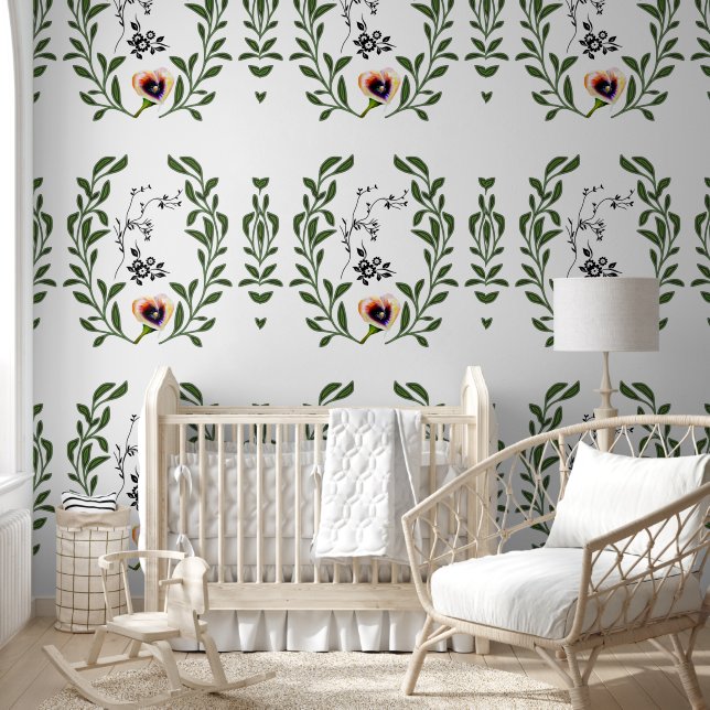 Papel Pintado Estilo Art Nouveau con Calla Lily en acuarela (Niños)