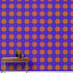 Papel Pintado Estilo de arte popular morado y Naranja Hippie Ros