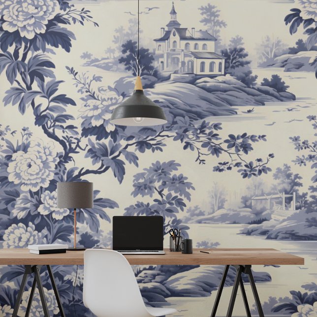 Papel Pintado Estilo Francés Azul Toile De Jouy  (Subido por el creador)