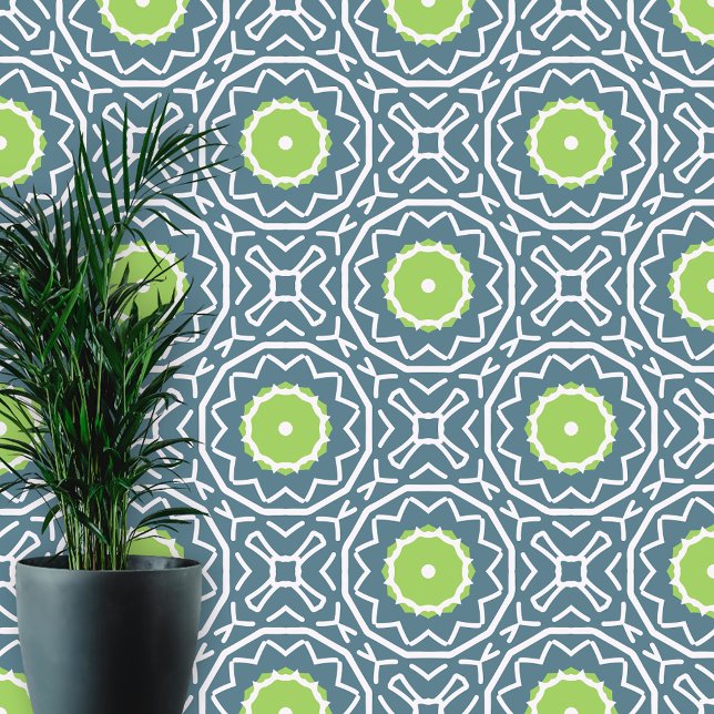 Papel Pintado Estilo marroquí de cuarzo blanco verde azul profun (Subido por el creador)