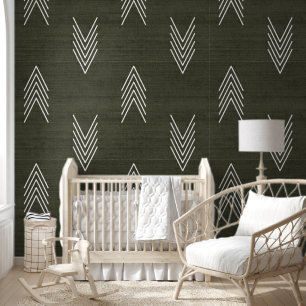 Papel Pintado Estilo moderno Tela de barro africana Verde oscuro