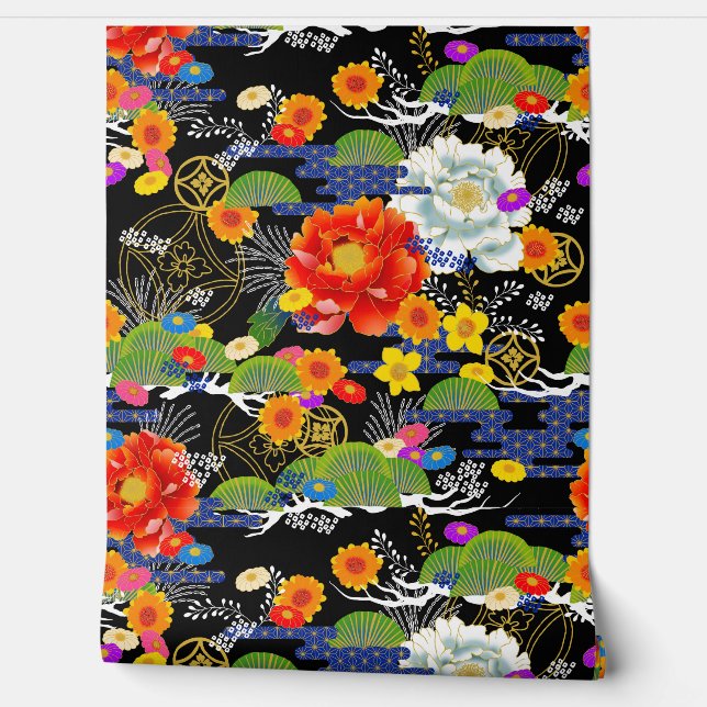 Papel Pintado Estilo yuzen japonés (Desenrollar)