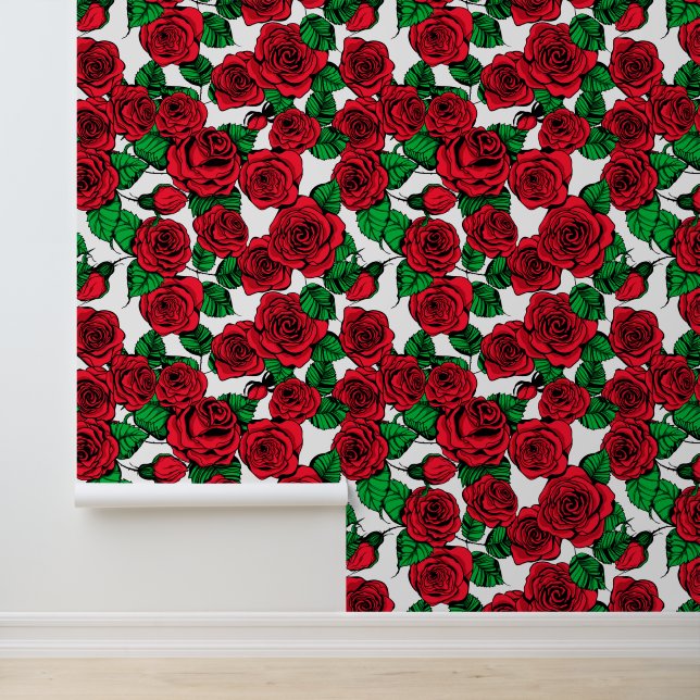 Papel Pintado Estrato de patrón de rosas rojas (Solicitud)