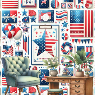 Papel Pintado Estrella de la bandera estadounidense tira azul bl
