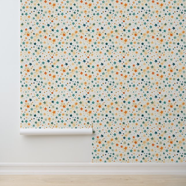 Papel Pintado Estrellas abstractas de turquesa de mandarina (Solicitud)