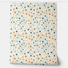 Papel Pintado Estrellas abstractas de turquesa de mandarina