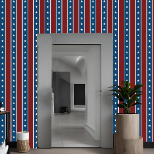 Papel Pintado Estrellas americanas y franjas Azul blanco rojo ve