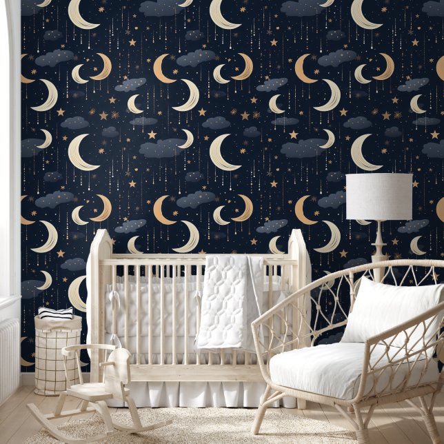 Papel Pintado Estrellas celestes de luna de lujo (Niños)