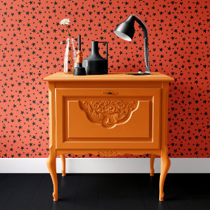 Papel Pintado Estrellas de Halloween naranjas y negras