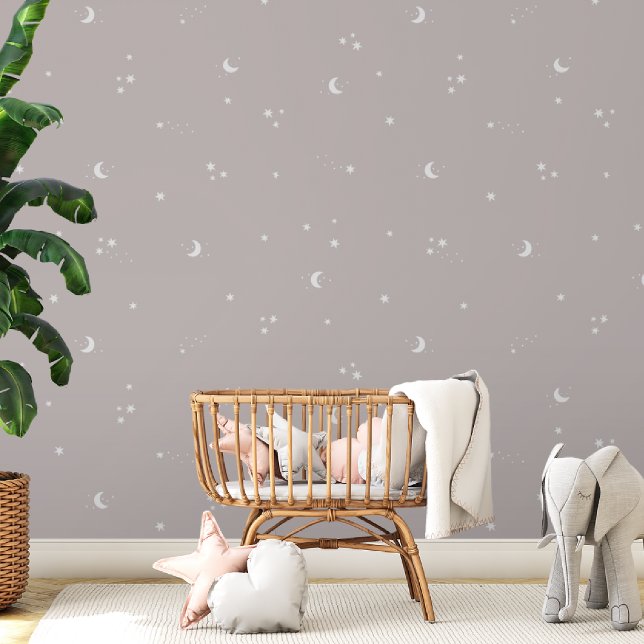 Papel Pintado Estrellas de la luna Gris Bebé Blanco Nursera Niño (Subido por el creador)