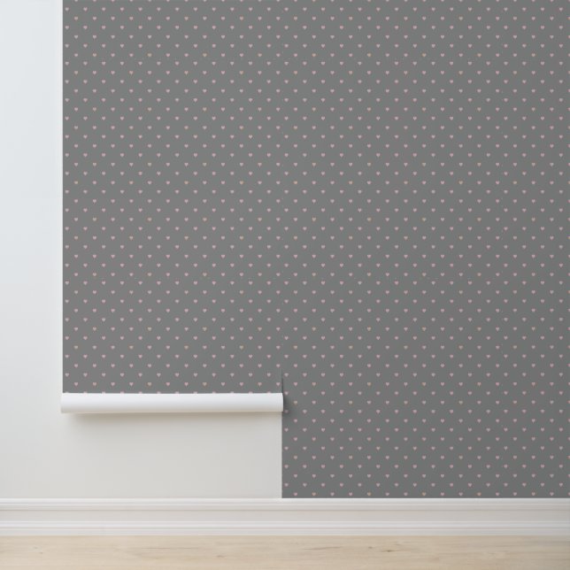 Papel Pintado Estrellas dentro de corazones sobre gris (Solicitud)