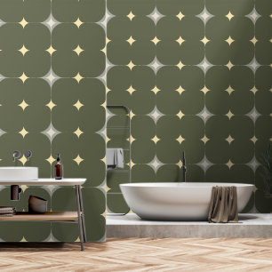 Papel Pintado Estrellas elegantes Tan y patrón amarillo verde os
