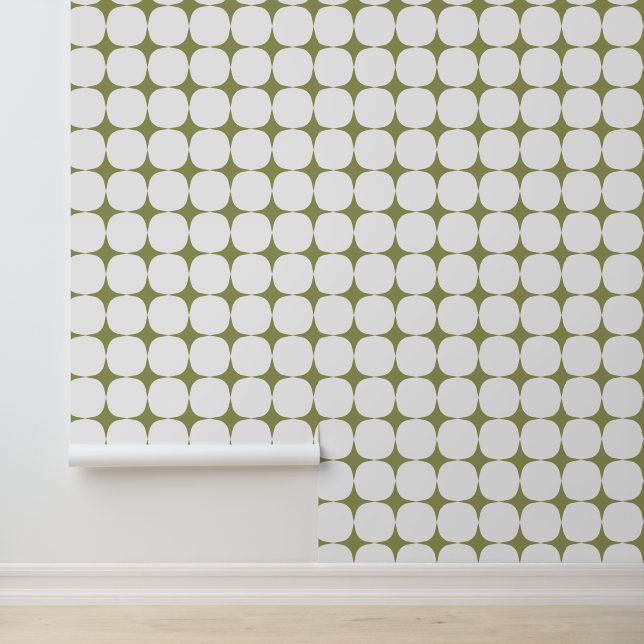 Papel Pintado Estrellas geométricas verdes de sabio de mediados  (Solicitud)