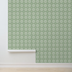 Papel Pintado Estrellas geométricas verdes simples como