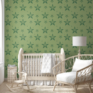 Papel Pintado Estrellas olivares elegantes y elegantes en verde 