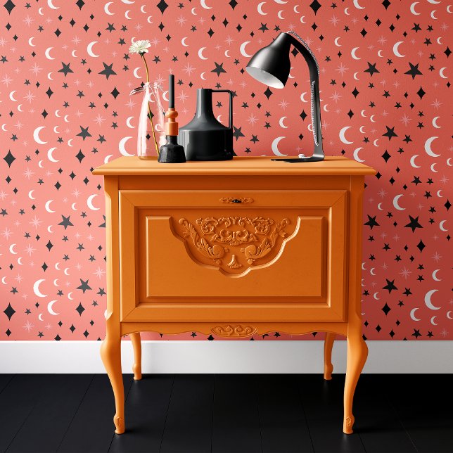 Papel Pintado Estrellas rosadas de Halloween y lunas (Subido por el creador)