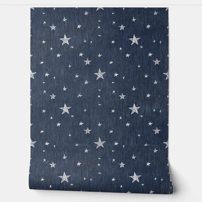 Papel Pintado Estrellas Sobre Denim (Desenrollar)