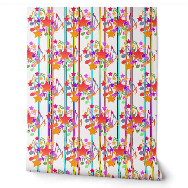 Papel Pintado Estrellas Tradicionales Arcoíris Rayas Niños (Desenrollar)