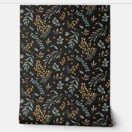 Papel Pintado Eucalipto australiano floral negro