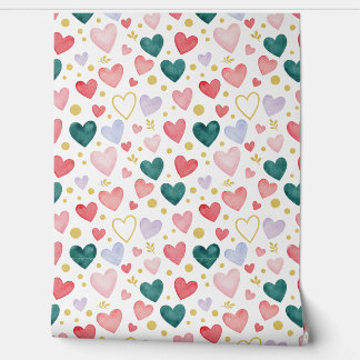 Papel Pintado Evergreen Hearts & Rose Blush