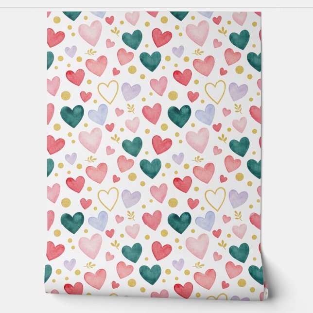 Papel Pintado Evergreen Hearts & Rose Blush (Desenrollar)