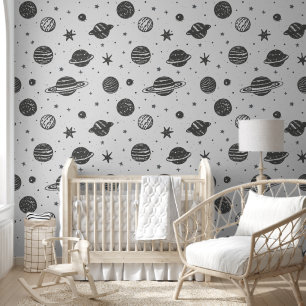 Papel Pintado Exploración espacial monocroma