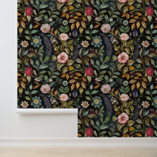 Papel Pintado Extracción botánica de floral oscura caprichosa
