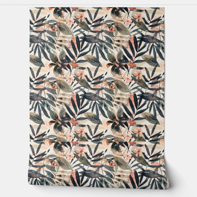 Papel Pintado Extravagancia de hojas tropicales (Desenrollar)