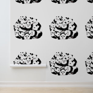 Papel Pintado Familia Feliz Panda Divertido