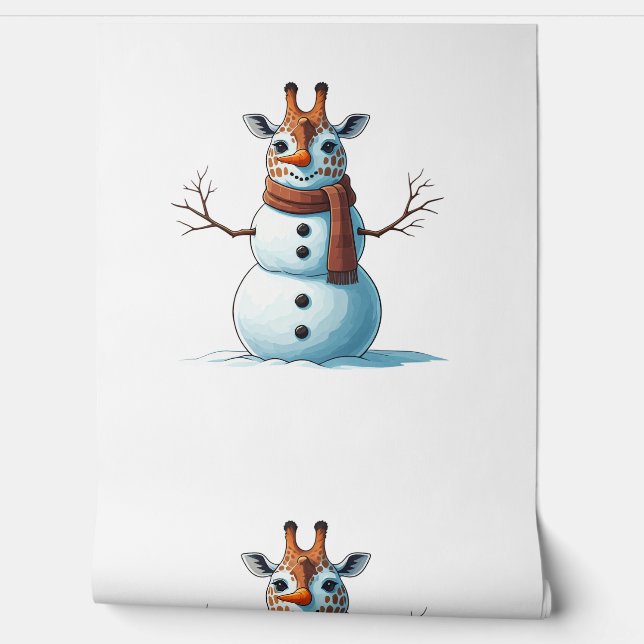 Papel Pintado Famosa jirafa Snowman Scarf Navidades mujeres homb (Desenrollar)
