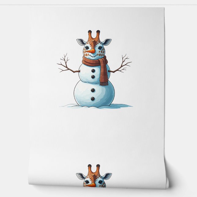 Papel Pintado Famosa jirafa Snowman Scarf Navidades mujeres homb (Desenrollar)