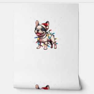 Papel Pintado Famosos Navidades de Bulldoges franceses Santa Hat