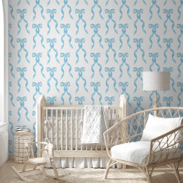 Papel Pintado Fancy Watercolor Blue Bow Pattern Baby Boy