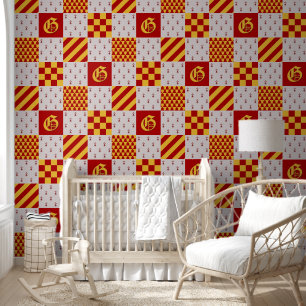 Papel Pintado Fantasía mágica amarilla roja medieval heráldica