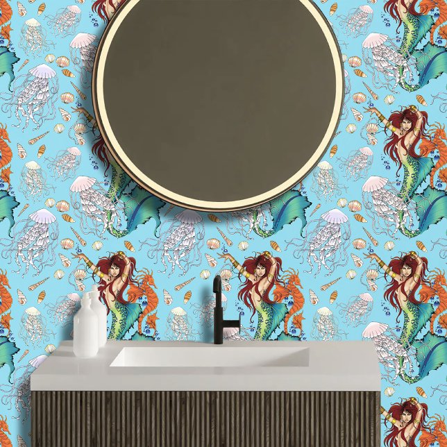 Papel Pintado Fantasía Mermaid cola Verde azulada (Subido por el creador)